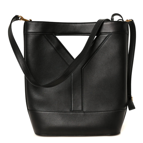 Small Calfskin Bucket Bag - Black