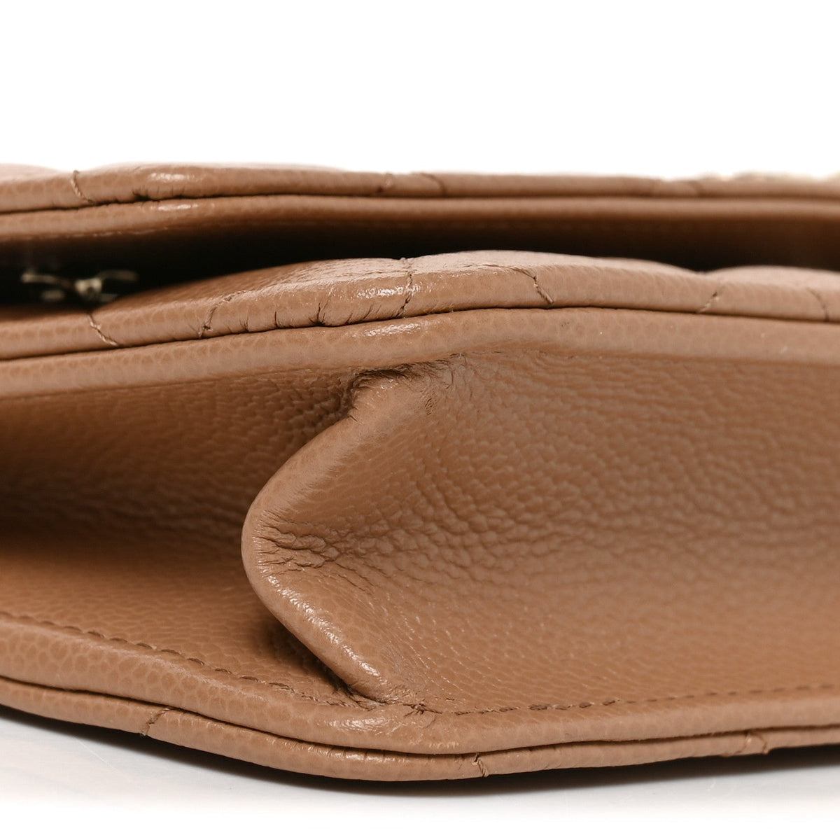 Quilted Caviar Wallet Bag - Beige