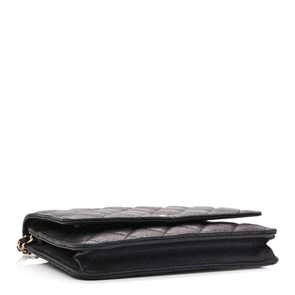 Quilted Caviar Wallet Bag - Blue