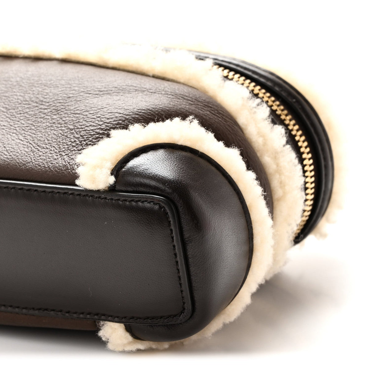 Calfskin Shearling Handbag - Brown