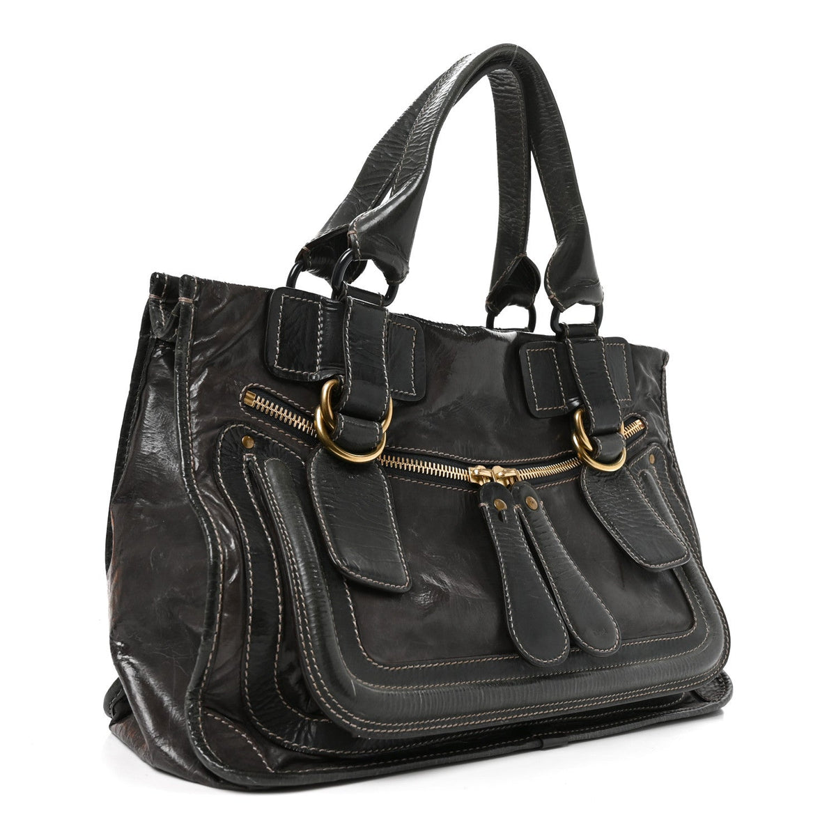 Large Calfskin Tote Bag - Grey