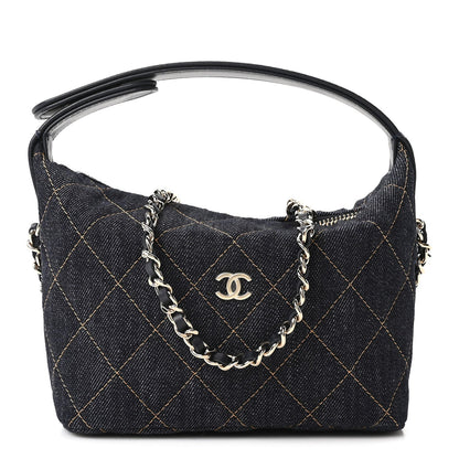 Quilted Hobo Bag - Blue
