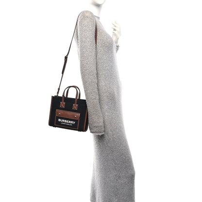 Mini Calfskin Canvas Tote Bag - Black