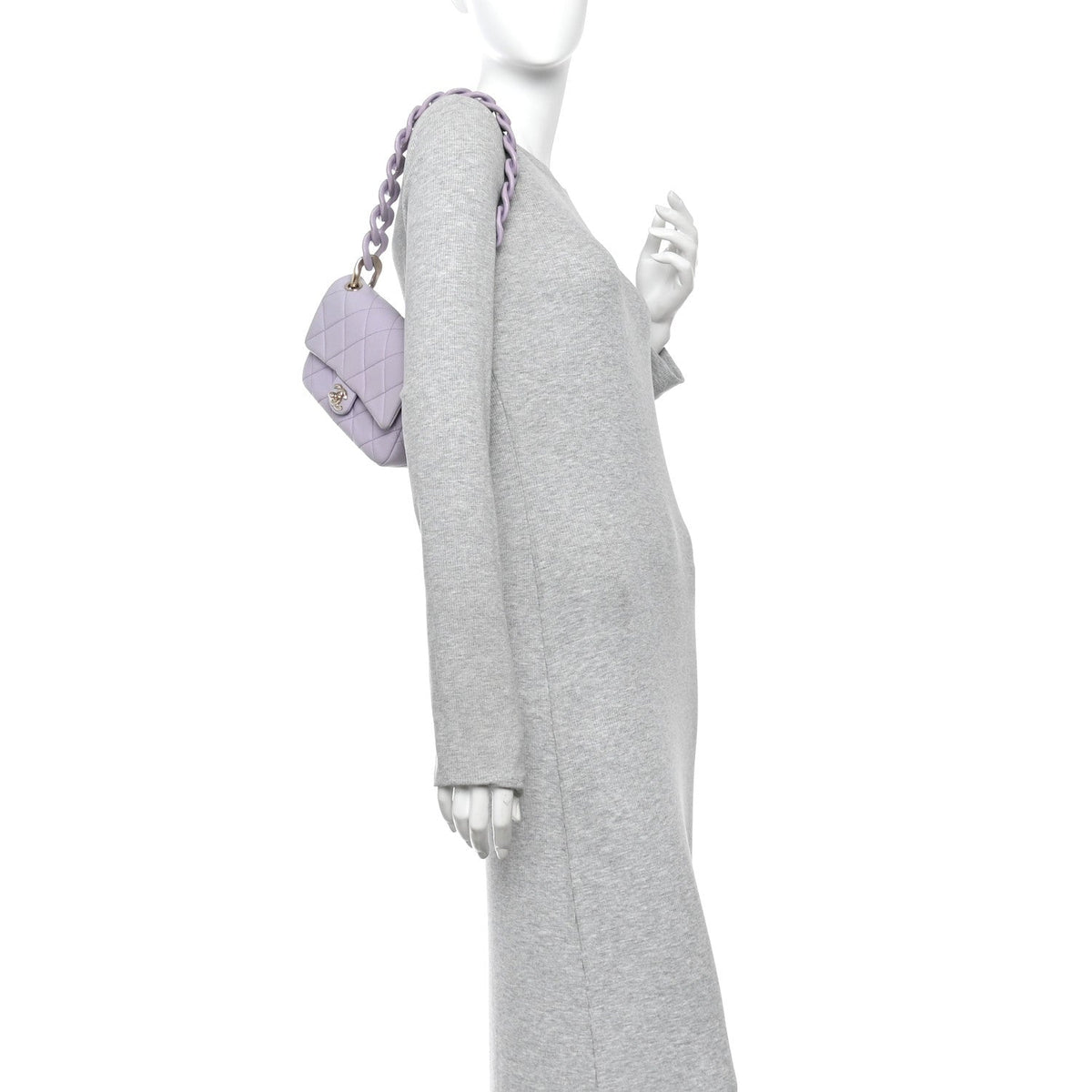Mini Quilted Caviar Flap Shoulder Bag - Purple
