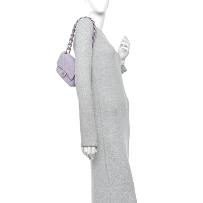 Mini Quilted Caviar Flap Shoulder Bag - Purple