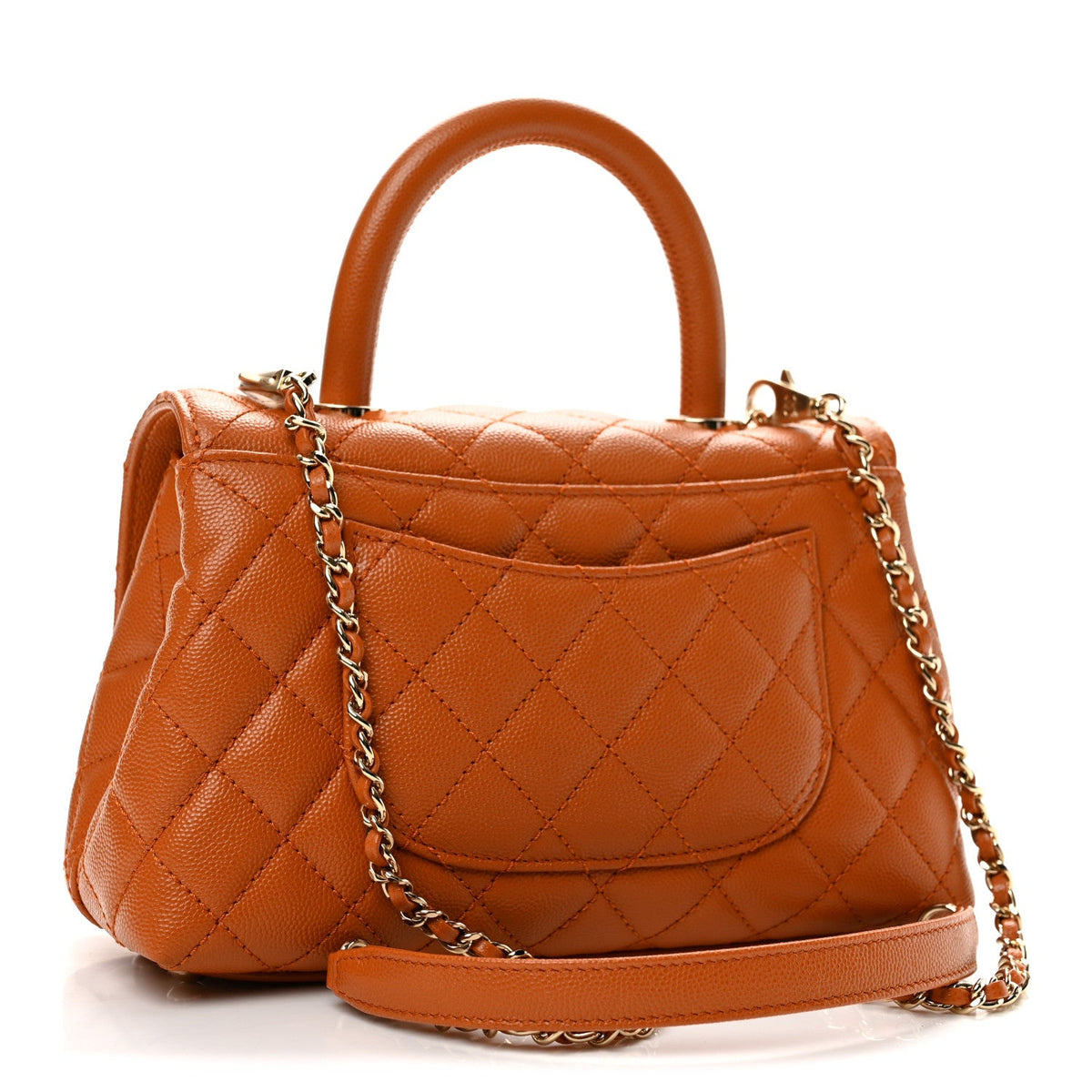 Mini Quilted Caviar Flap Shoulder Bag - Brown