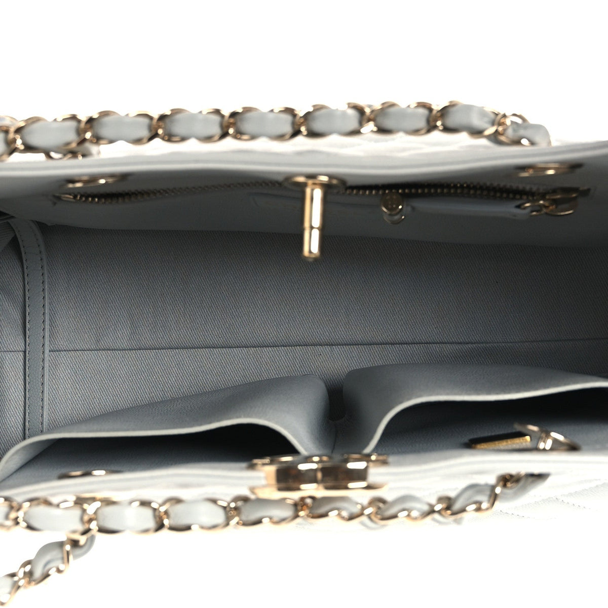 Small Quilted Caviar Tote Bag - Grey