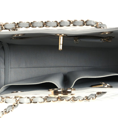 Small Quilted Caviar Tote Bag - Grey