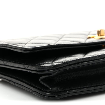 Quilted Lambskin Wallet Bag - Black
