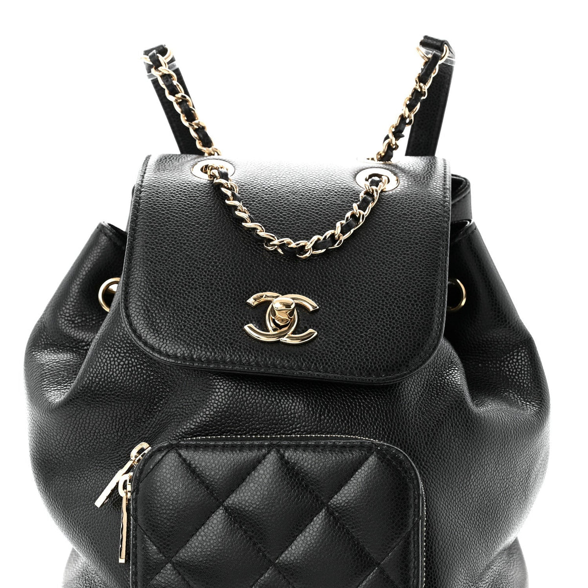 Mini Quilted Caviar Backpack - Black
