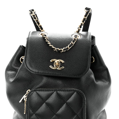Mini Quilted Caviar Backpack - Black