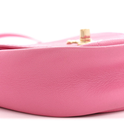 Goatskin Flap Shoulder Bag - Pink