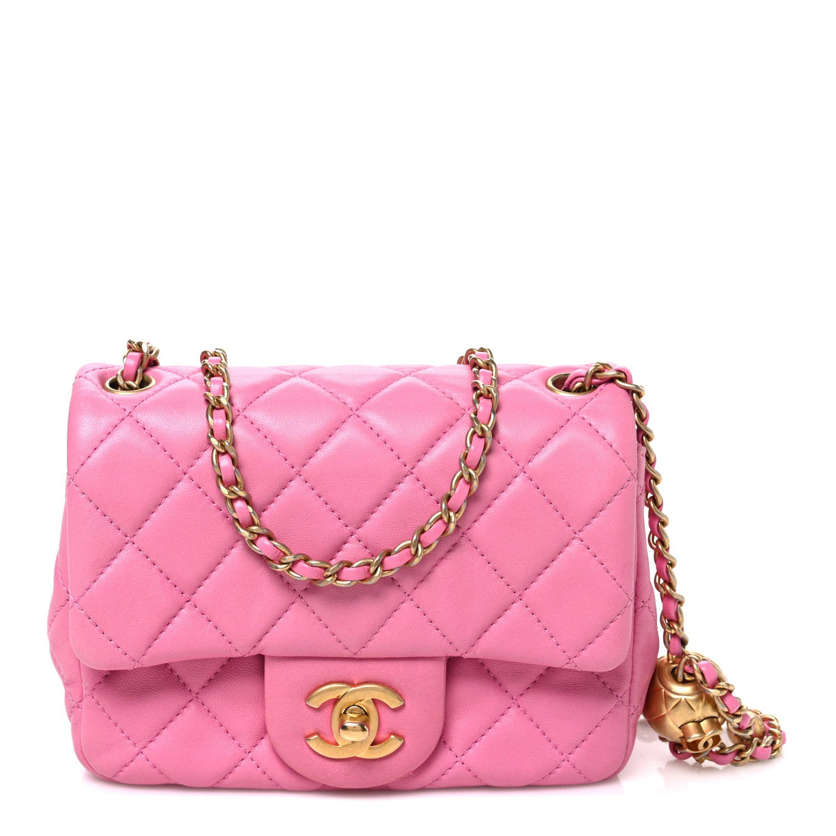 Mini Quilted Lambskin Flap Shoulder Bag - Pink