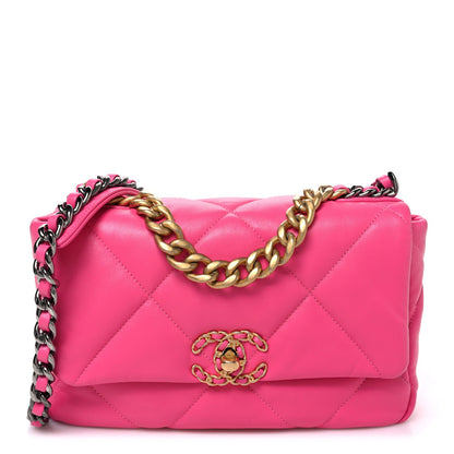 Medium Quilted Lambskin Flap Shoulder Bag - Pink