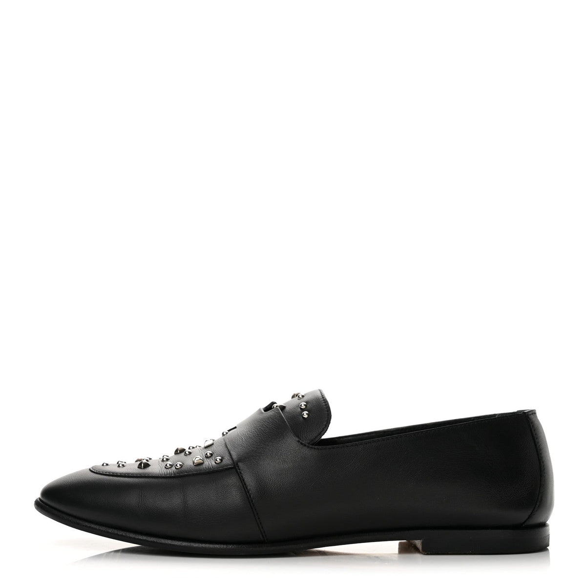 Calfskin Studded Ancora Moccasin Loafers Black
