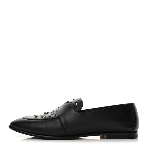 Calfskin Studded Ancora Moccasin Loafers Black