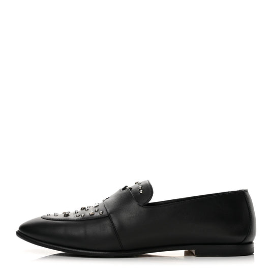 Calfskin Studded Ancora Moccasin Loafers Black