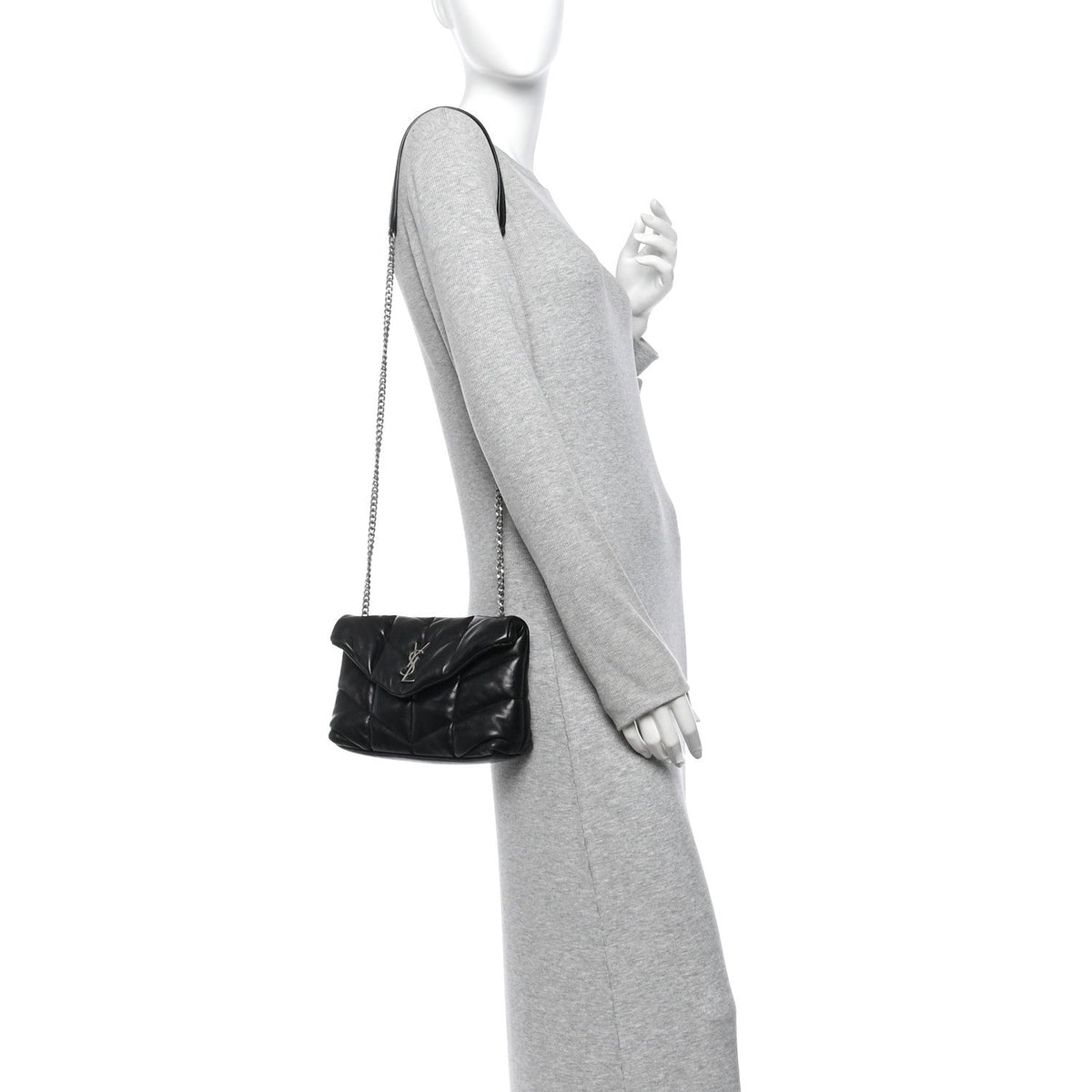 Quilted Lambskin Satchel Bag - Black