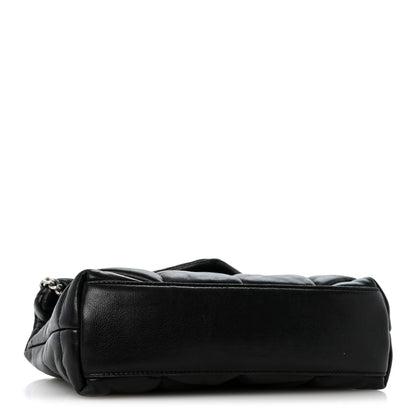 Quilted Lambskin Satchel Bag - Black