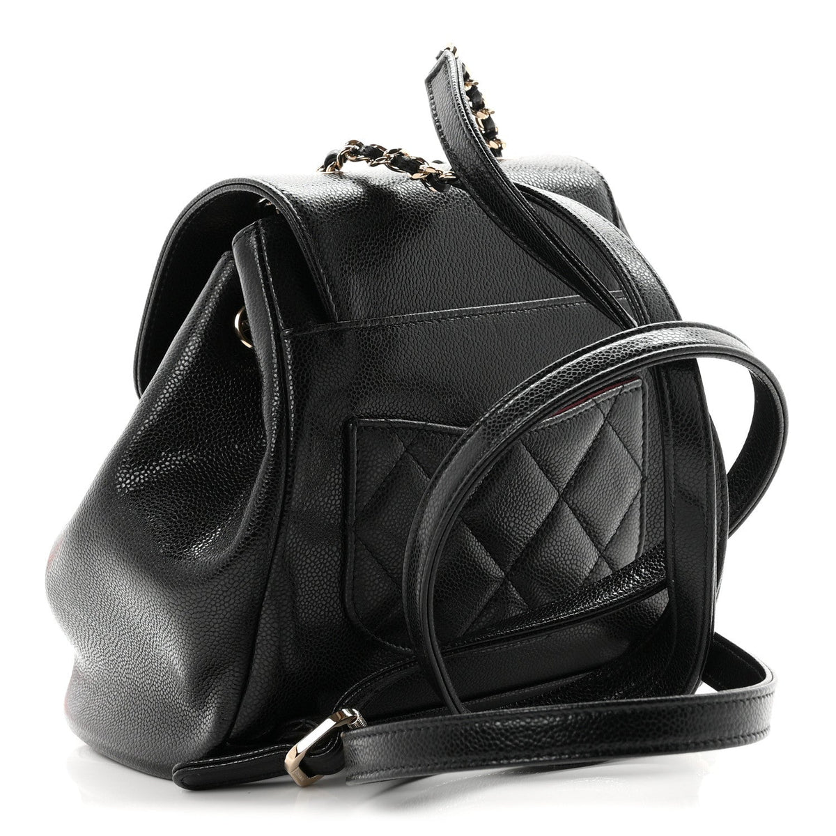 Mini Quilted Caviar Backpack - Black
