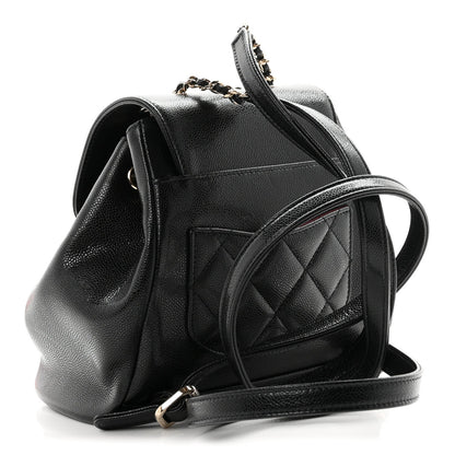Mini Quilted Caviar Backpack - Black