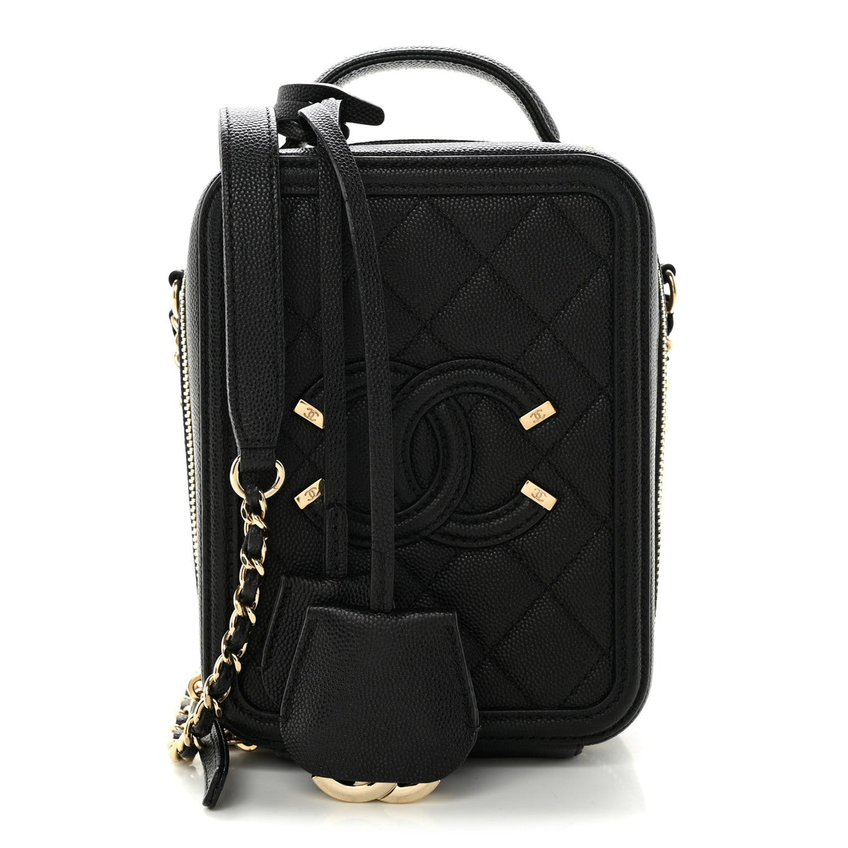 Quilted Caviar Handbag - Black
