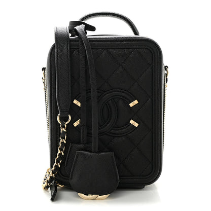 Quilted Caviar Handbag - Black