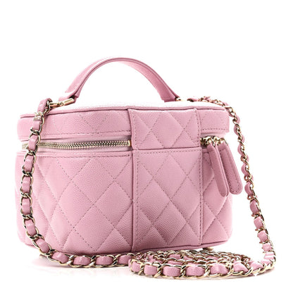 Small Quilted Caviar Handbag - Pink