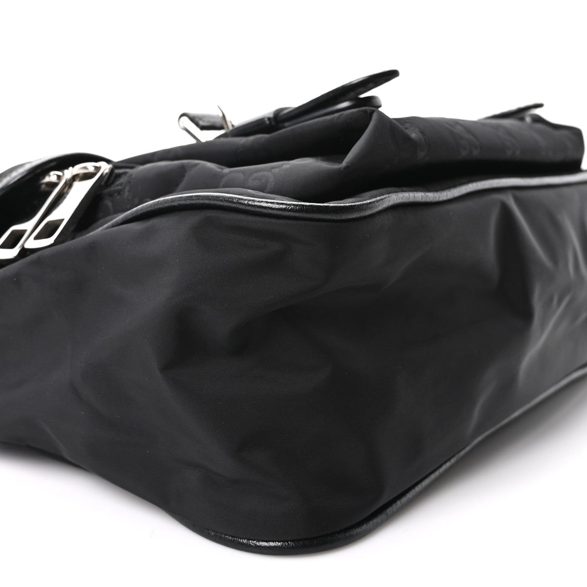 Nylon Flap Shoulder Bag - Black