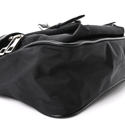 Nylon Flap Shoulder Bag - Black