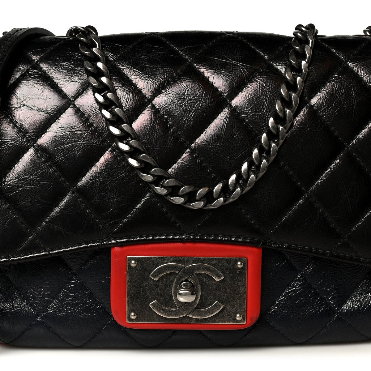 Quilted Goatskin Flap Shoulder Bag - Black