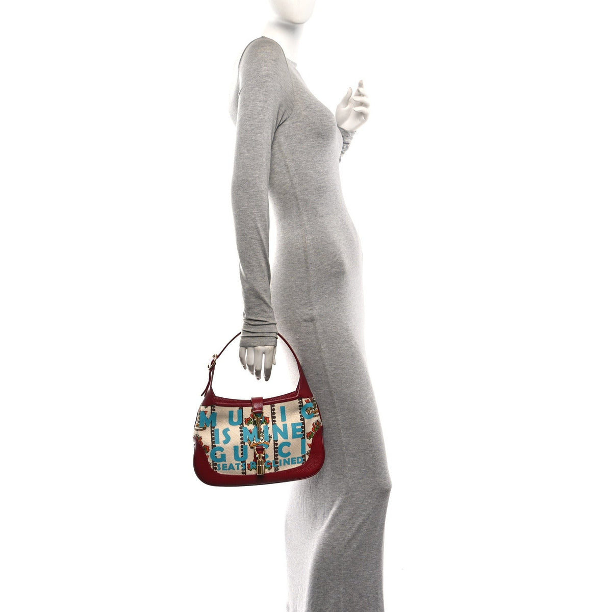 Small Calfskin Canvas Hobo Bag - Red