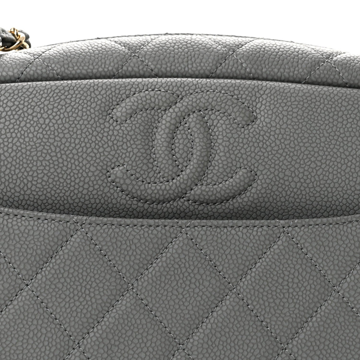 Small Quilted Caviar Handbag - Grey