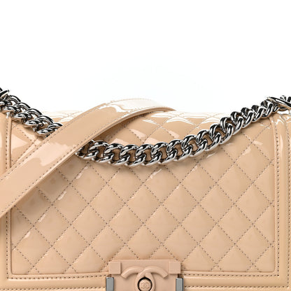 Medium Quilted Calfskin Flap Shoulder Bag - Beige