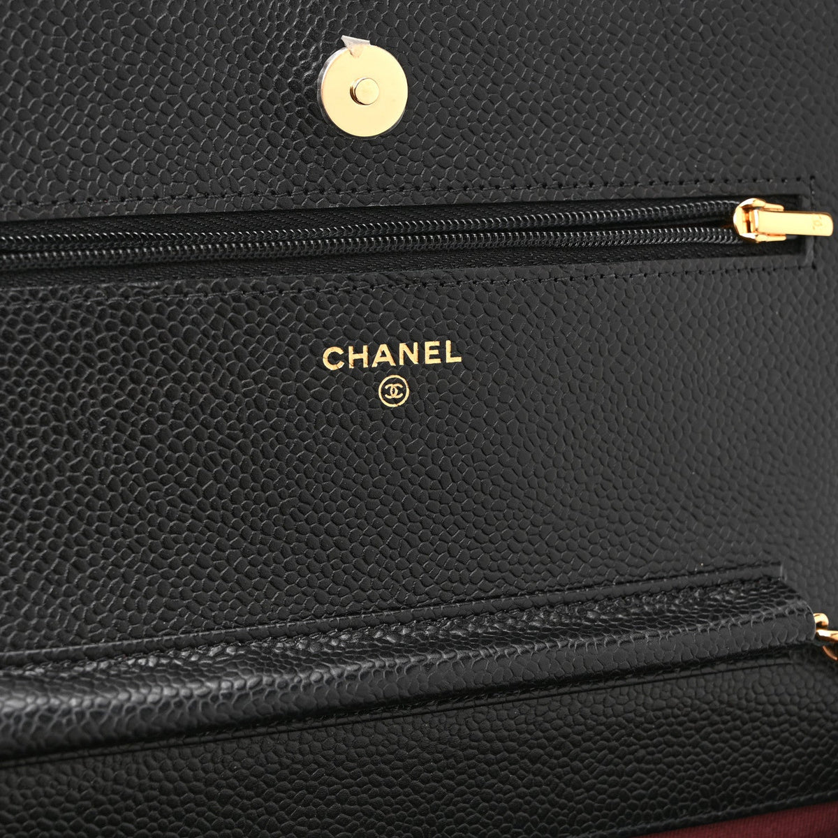 Quilted Caviar Wallet Bag - Black