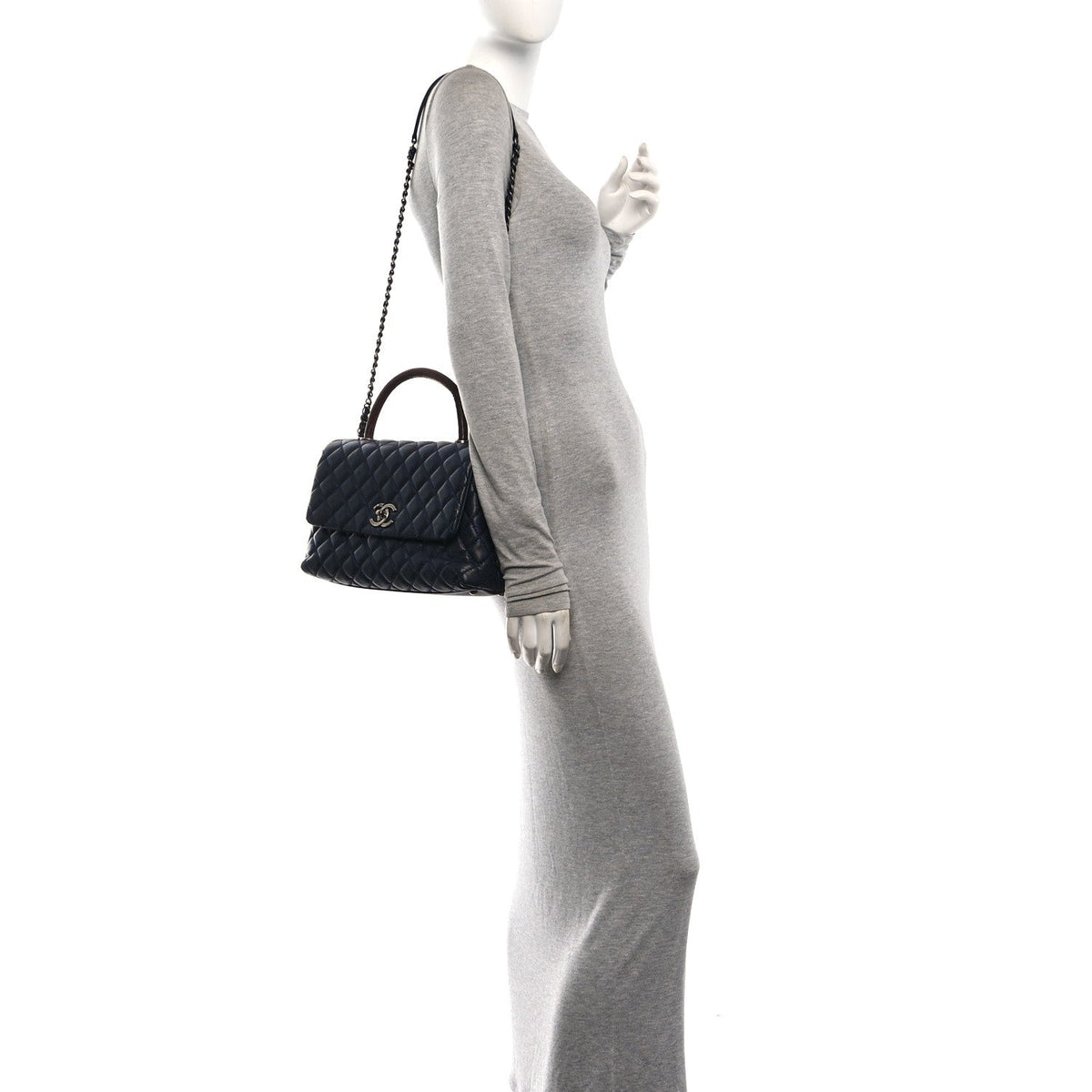 Small Quilted Caviar Flap Shoulder Bag - Blue