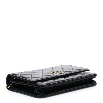 Quilted Lambskin Wallet Bag - Black