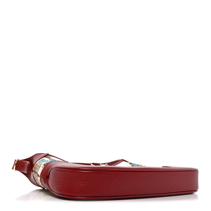 Small Calfskin Canvas Hobo Bag - Red
