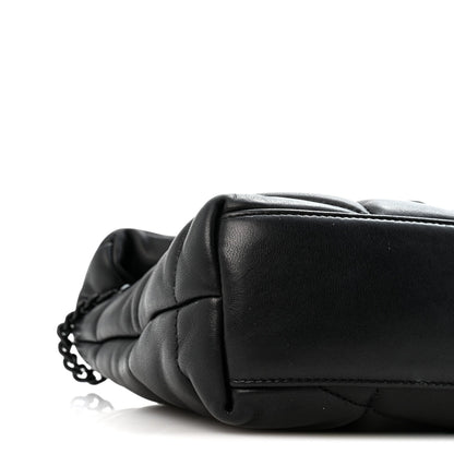 Quilted Lambskin Satchel Bag - Black