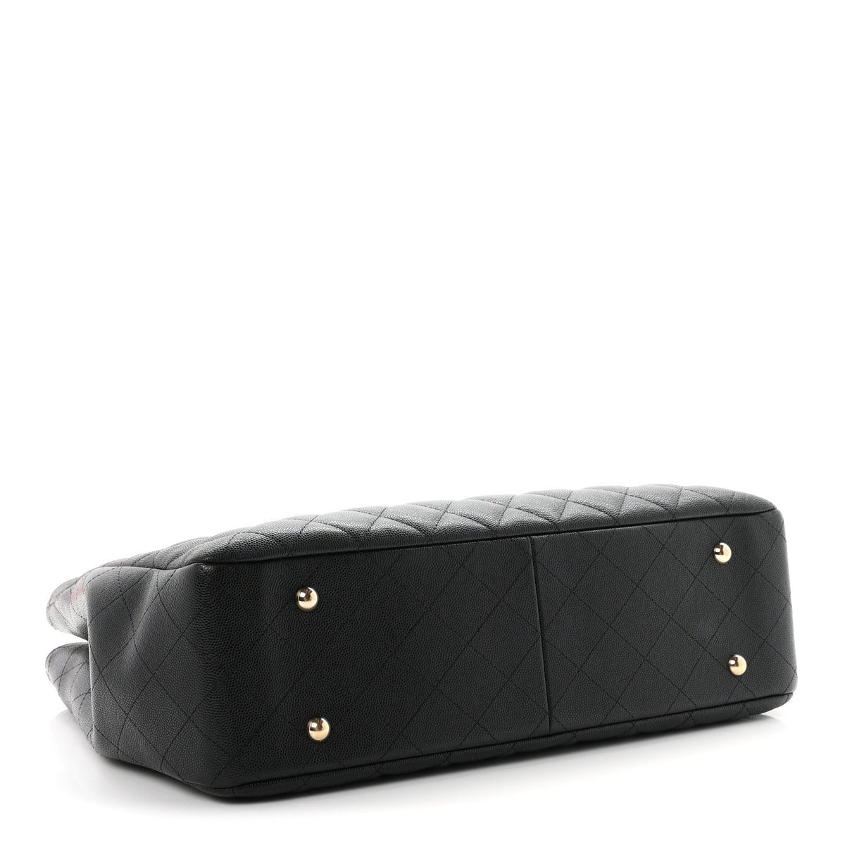 Small Quilted Caviar Tote Bag - Black