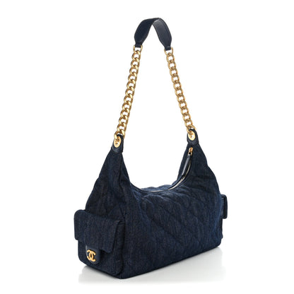 Maxi Quilted Hobo Bag - Blue
