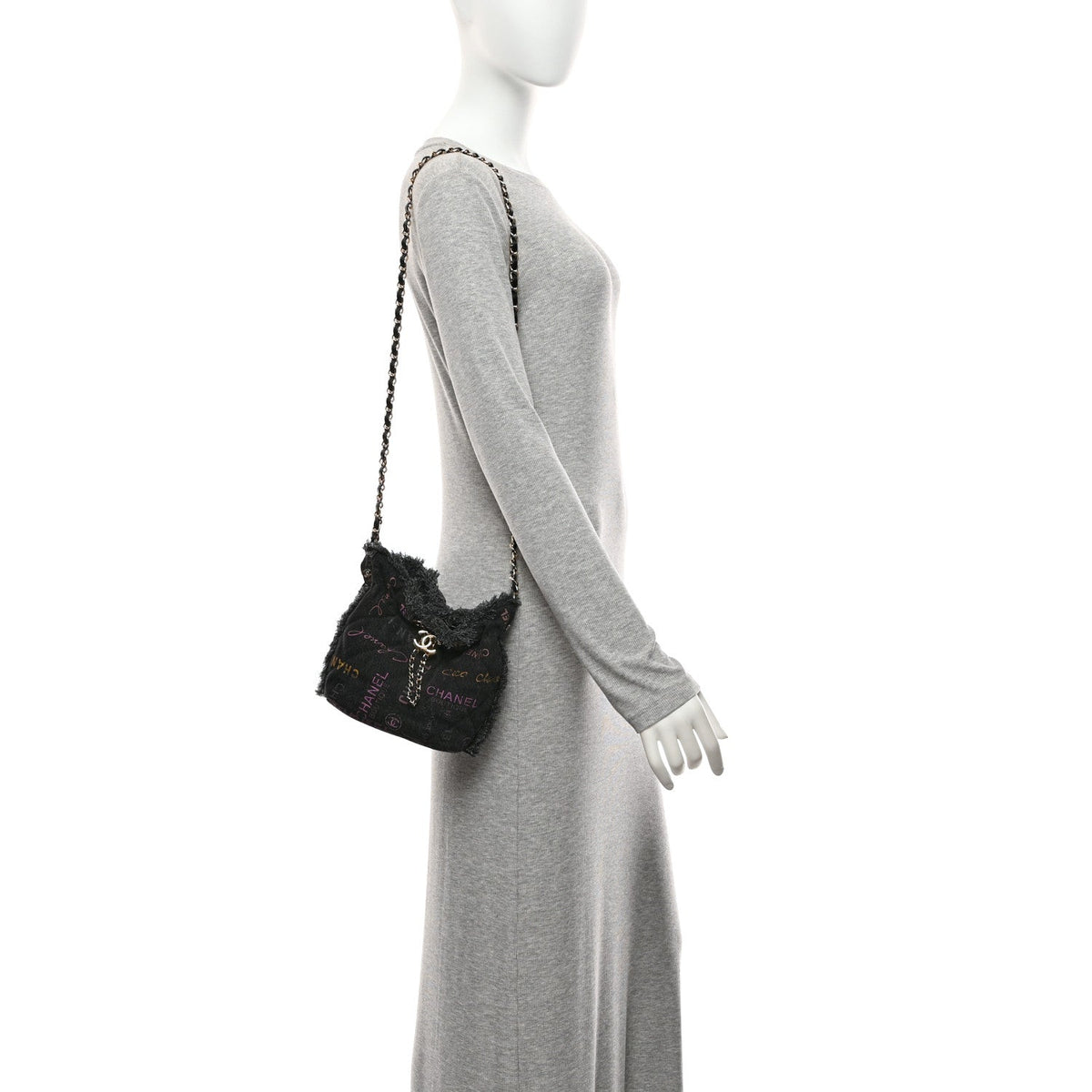 Small Quilted Bucket Bag - Black