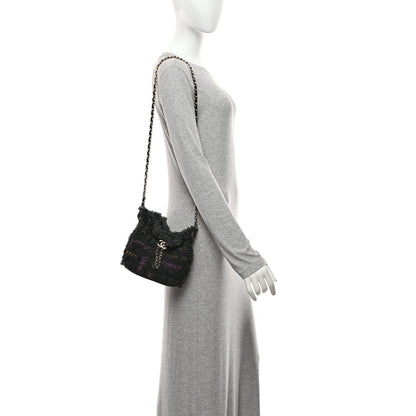 Small Quilted Bucket Bag - Black