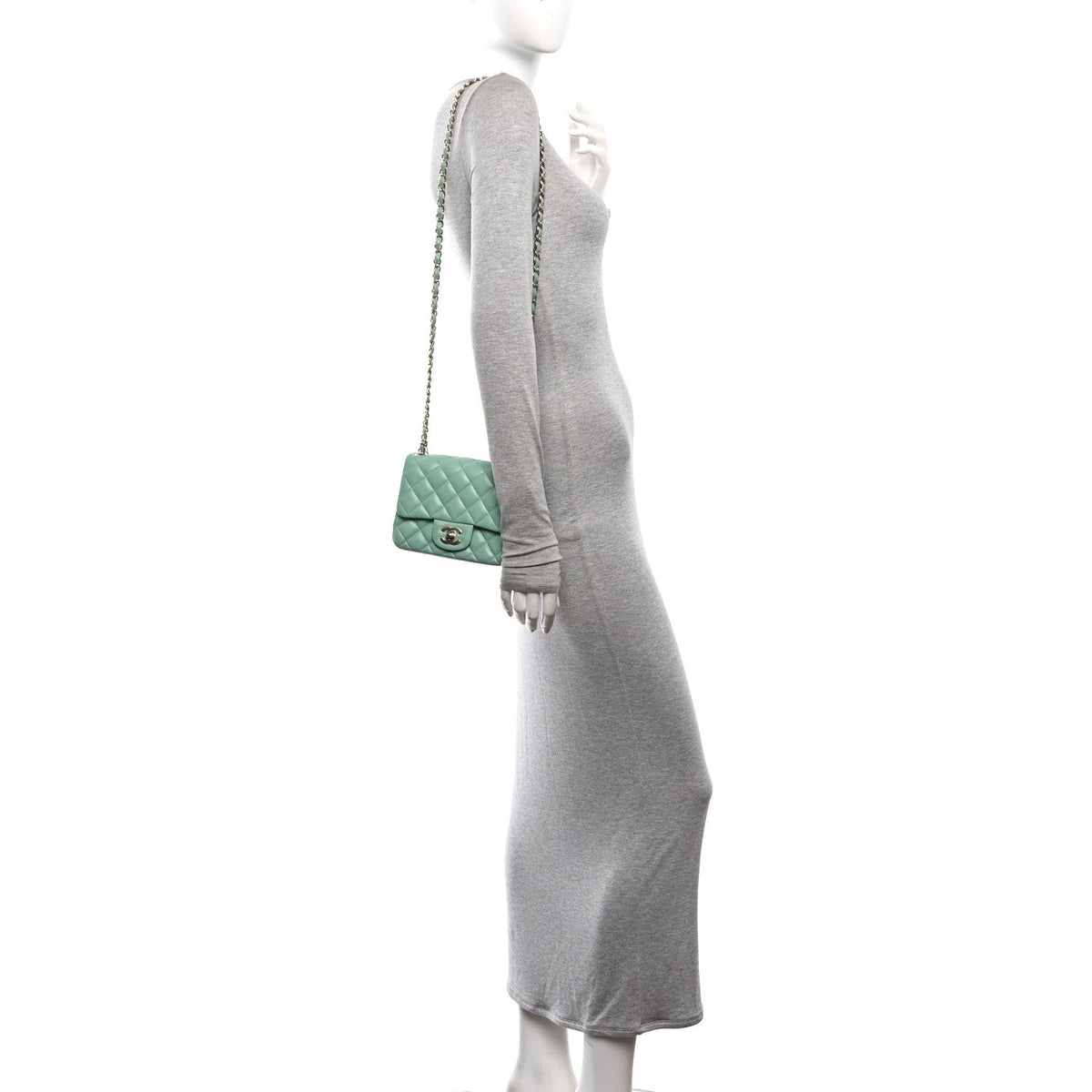 Mini Quilted Lambskin Flap Shoulder Bag - Light Green