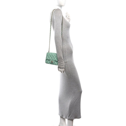 Mini Quilted Lambskin Flap Shoulder Bag - Light Green