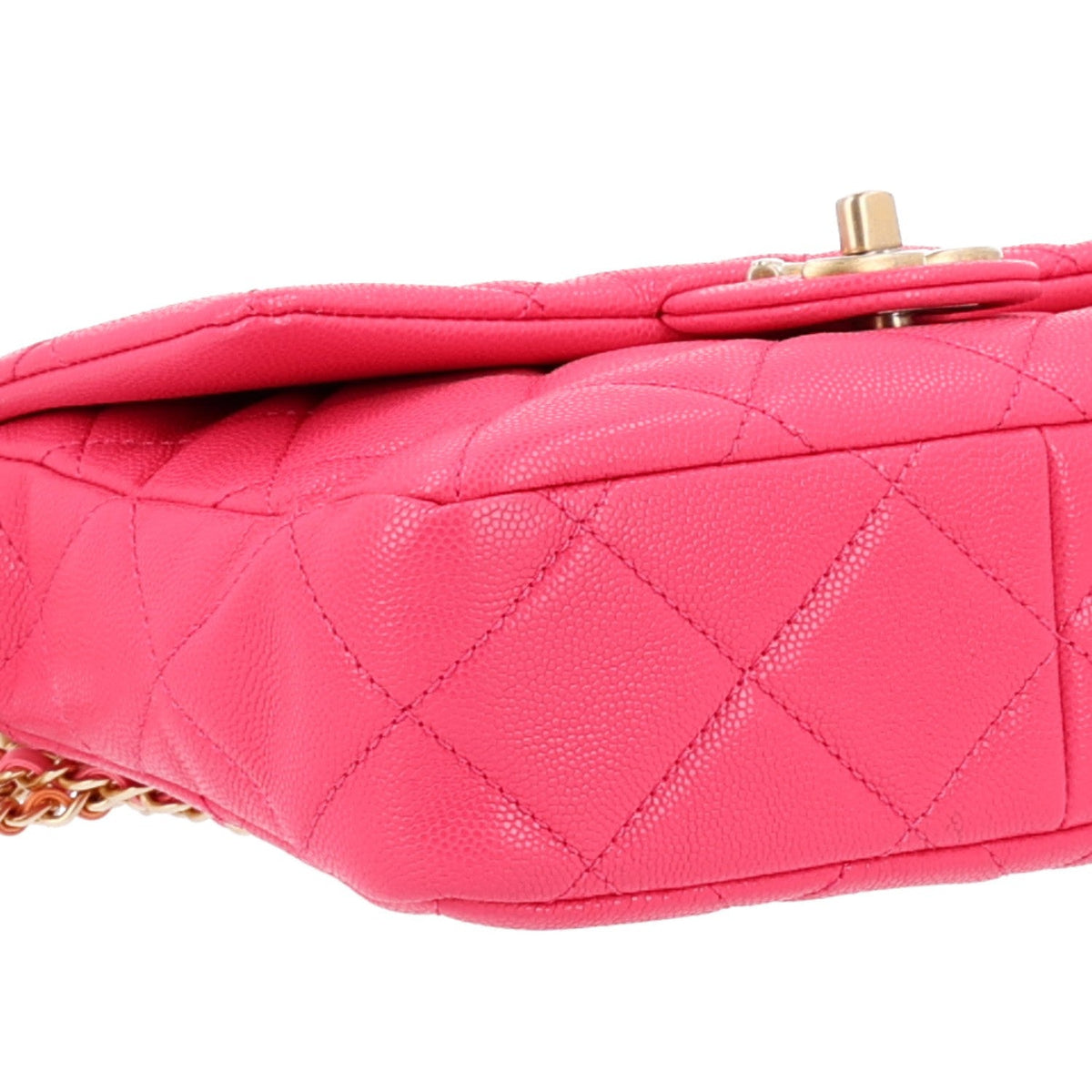 Mini Quilted Caviar Flap Shoulder Bag - Pink