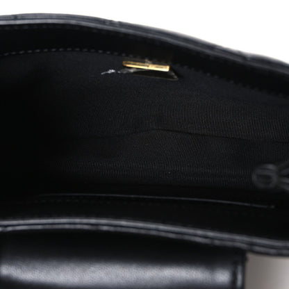 Small Quilted Lambskin Flap Shoulder Bag - Black