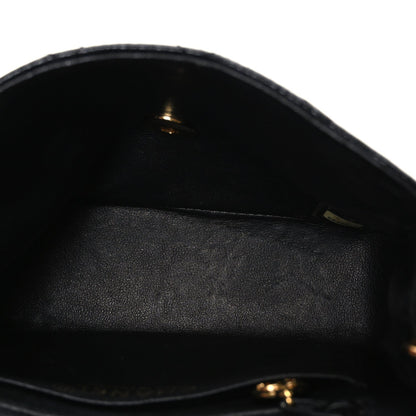 Mini Quilted Caviar Flap Shoulder Bag - Black
