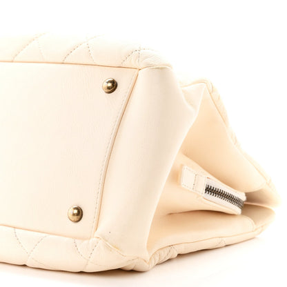 Small Quilted Calfskin Tote Bag - White
