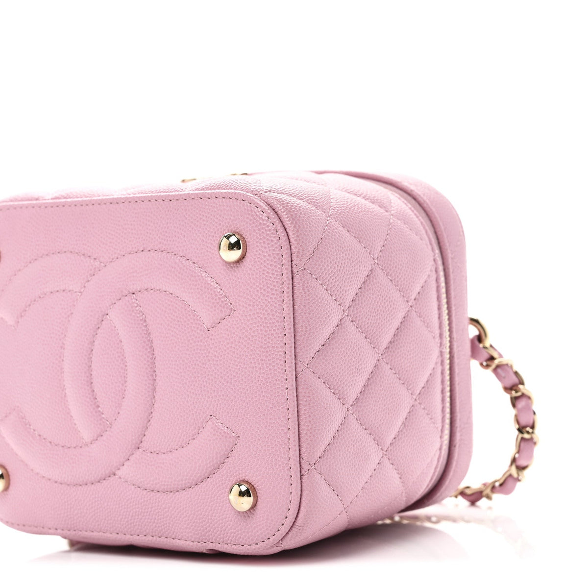 Small Quilted Caviar Handbag - Pink